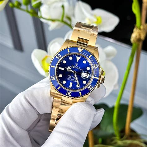 rolex yellow gold blue|rolex blue and gold submariner.